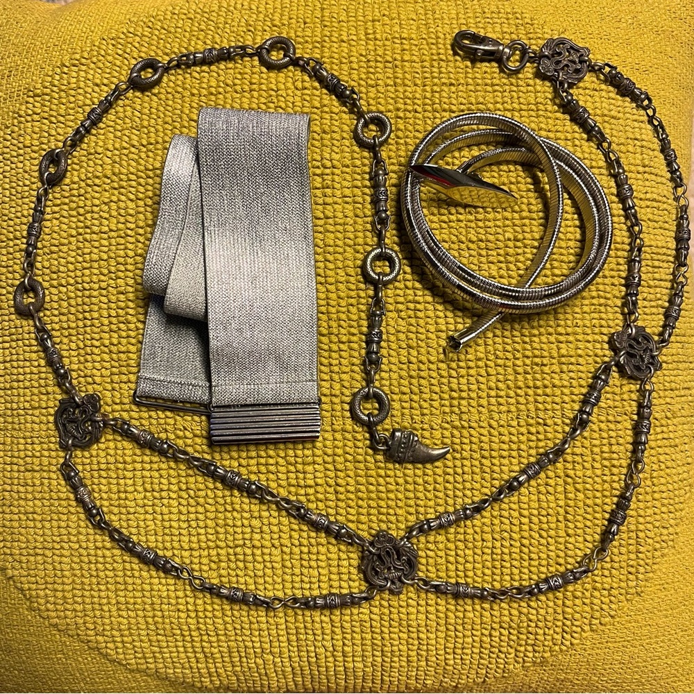 VINTAGE SILVER BELT BUNDLE OF 3